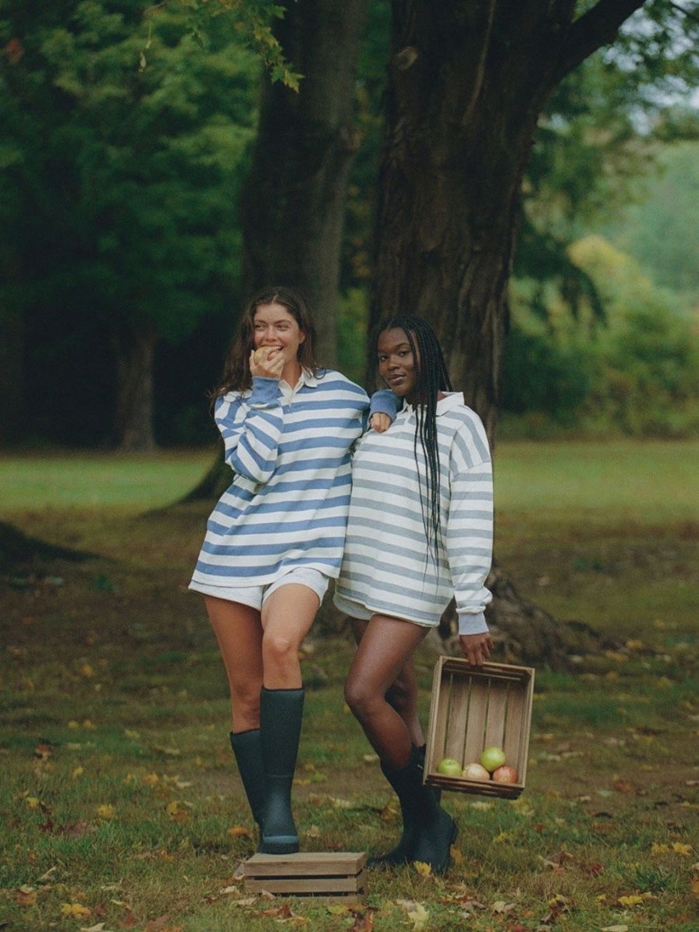 Parke Striped Rugby in White/Grey